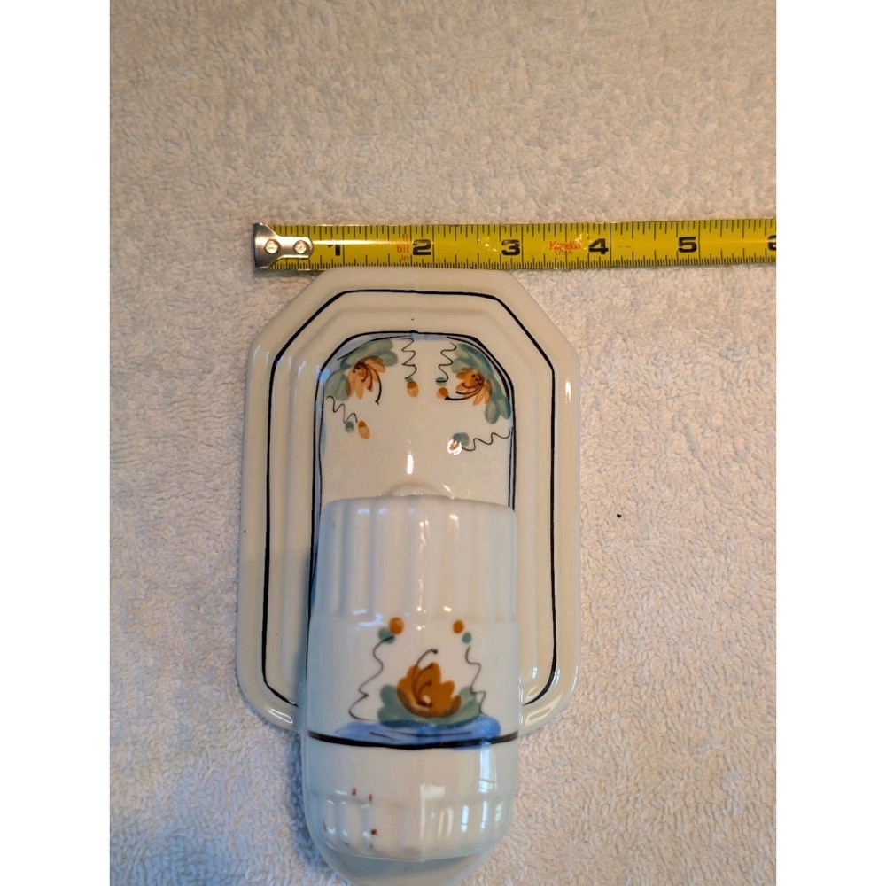 Vintage Porcelain Sconce Light Pair Flower Ceramic Wall Fixture Art Deco 1930 - Picture 15 of 16